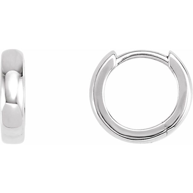 medium hinged gold hoop earrings in 14k white gold, 11.5 mm