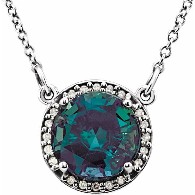 june alexandrite round color-change necklace in 14k white gold
