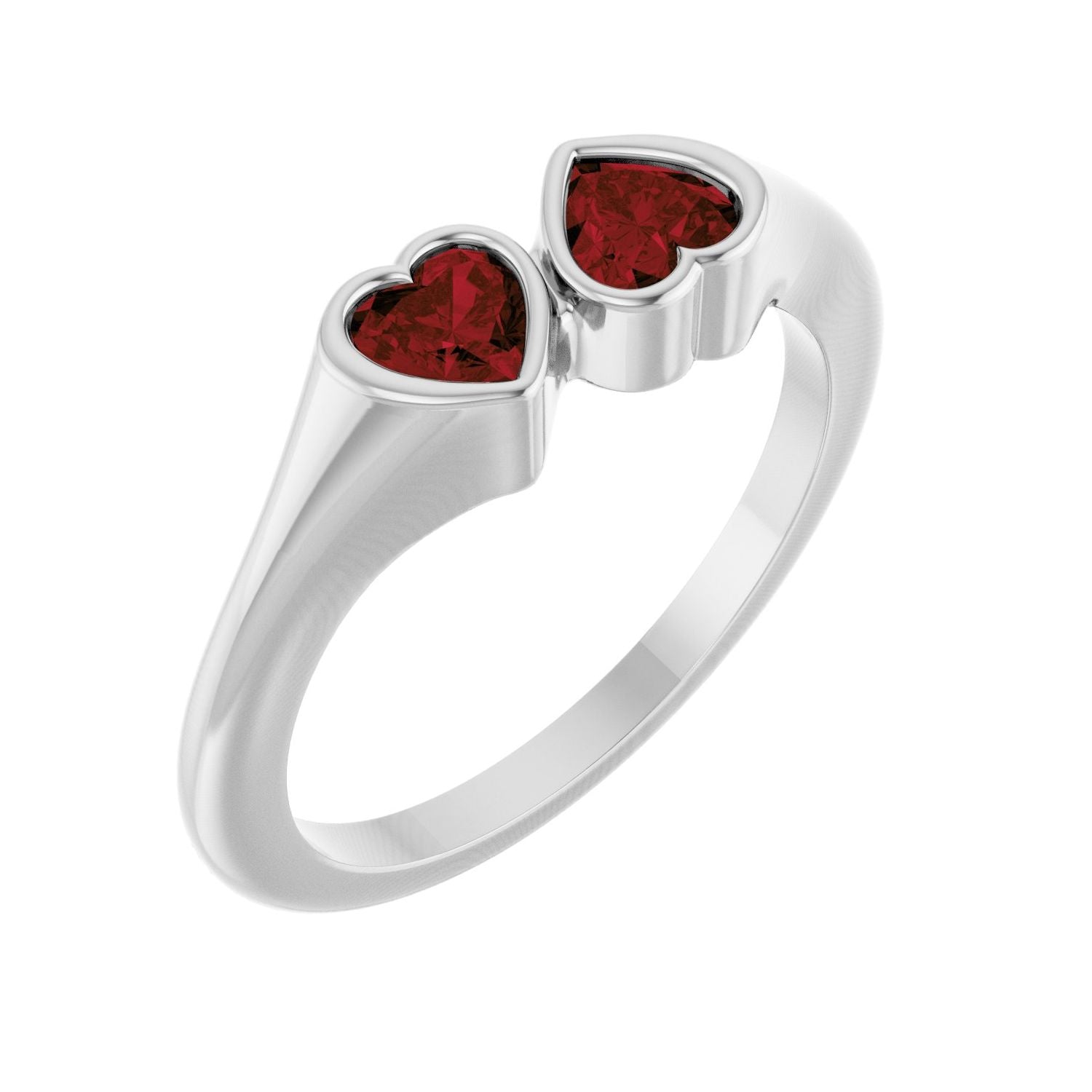Garnet Two-Stone Ring in 14K White Gold