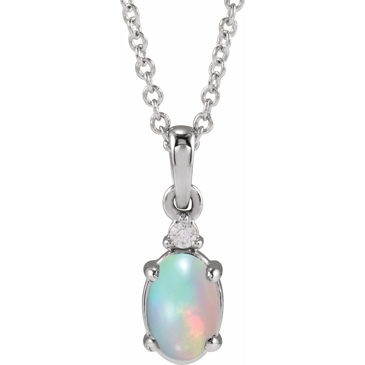 Ethiopian Opal Cabochon & Diamond Pendant