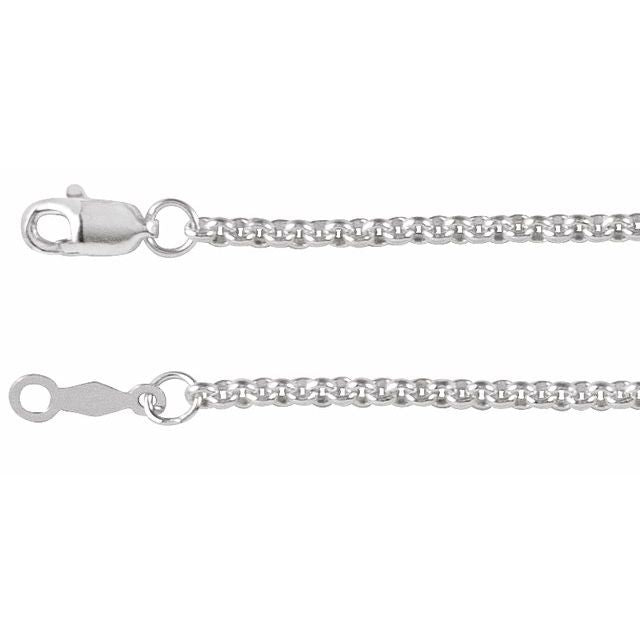 2mm rolo chain necklace in 14k white gold, 16"