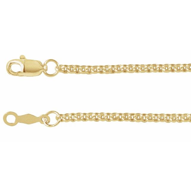 2mm rolo chain necklace in 14k yellow gold, 16"