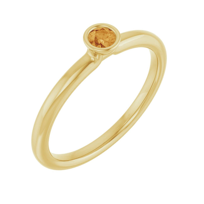 Citrine Birthstone Stackable Ring (round) in 14K Yellow Gold