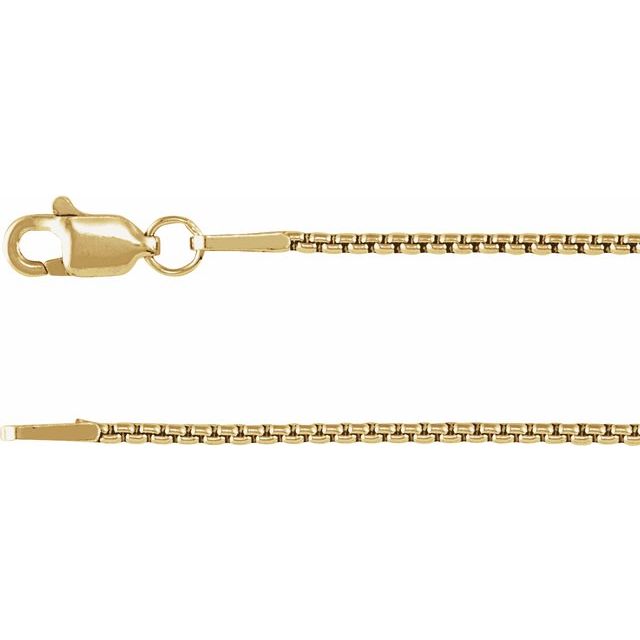 1.25mm box chain necklace in 14k yellow gold, 16 inch