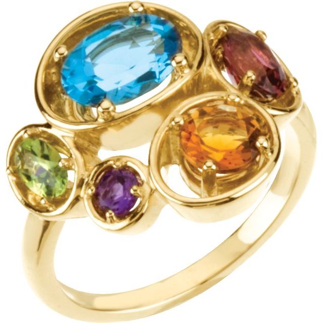 Oval Opal Cluster Cocktail Ring