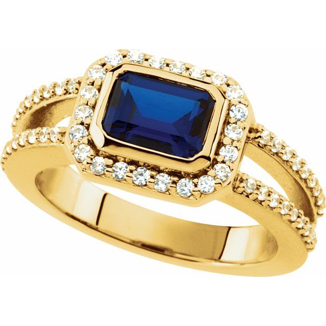 Emerald-Cut Ruby Vintage Halo Ring