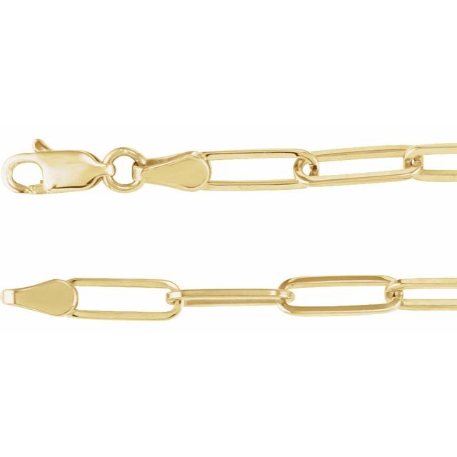 3.85mm paperclip chain necklace in 14k yellow gold, 16 inch