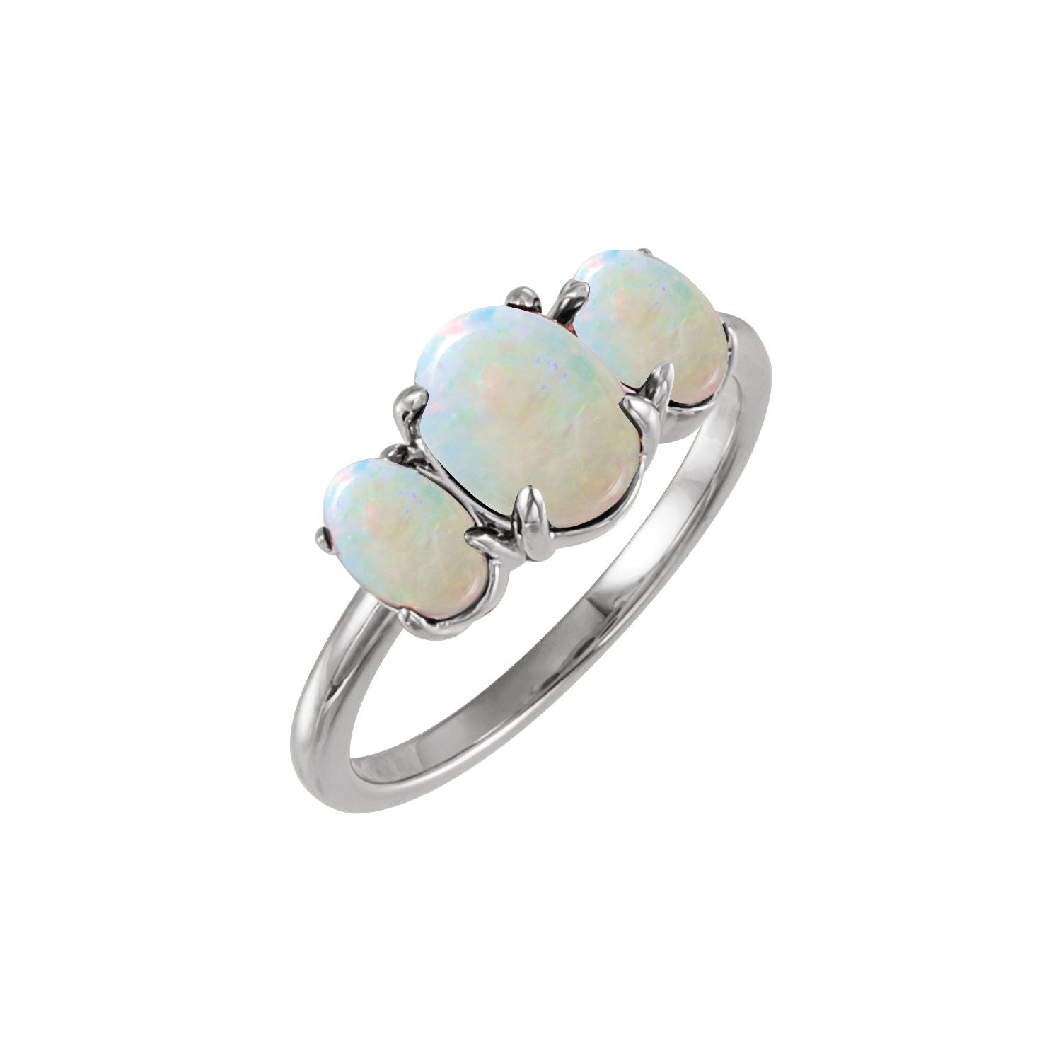 Ethiopian Opal Toi-et-Moi Ring in 14K White Gold - natural opal