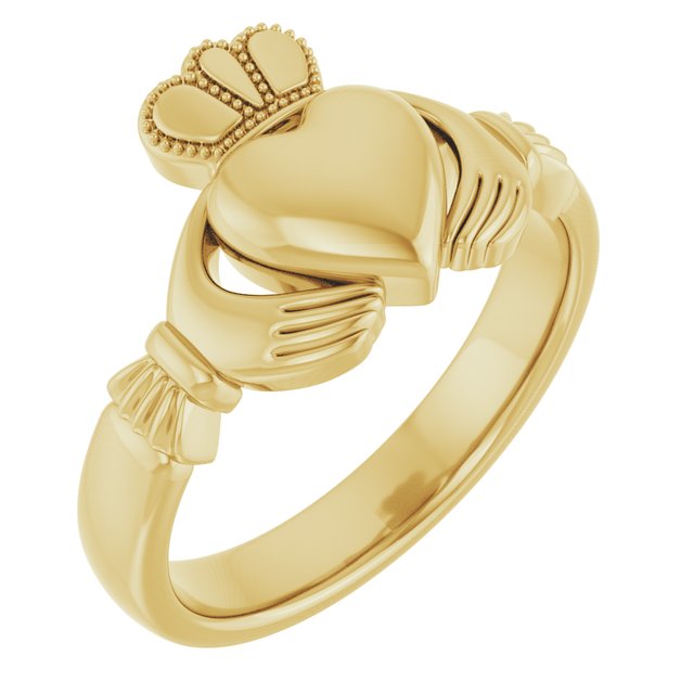 Men's Wide Claddagh Band, 7.5 mm