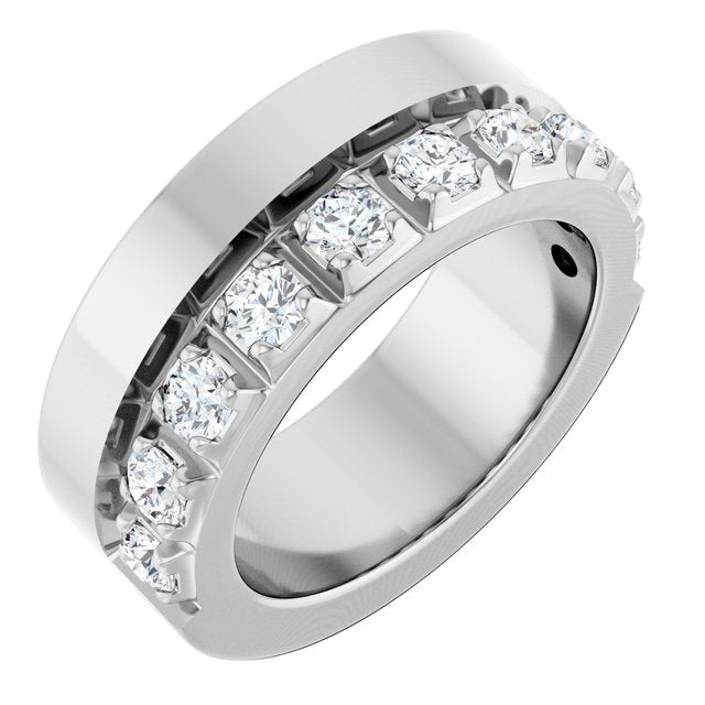 Single-Sided Stepped-Edge Diamond Anniversary Band in 14K White Gold