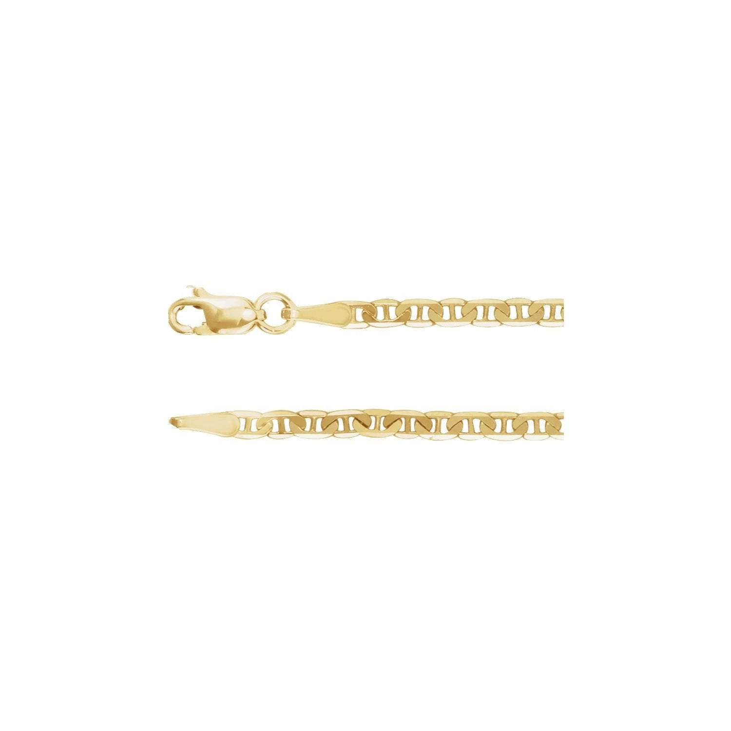 14k gold curbed anchor chain necklace · 2.25 mm in 14k Yellow Gold