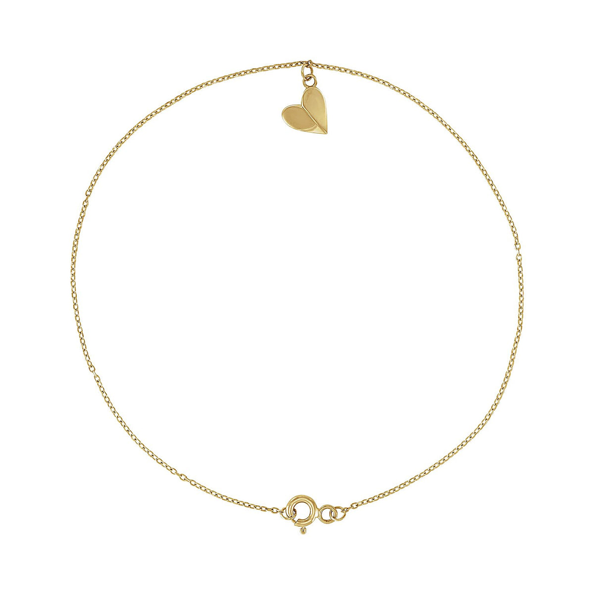 14K Gold Heart Anklet in 14K Yellow Gold