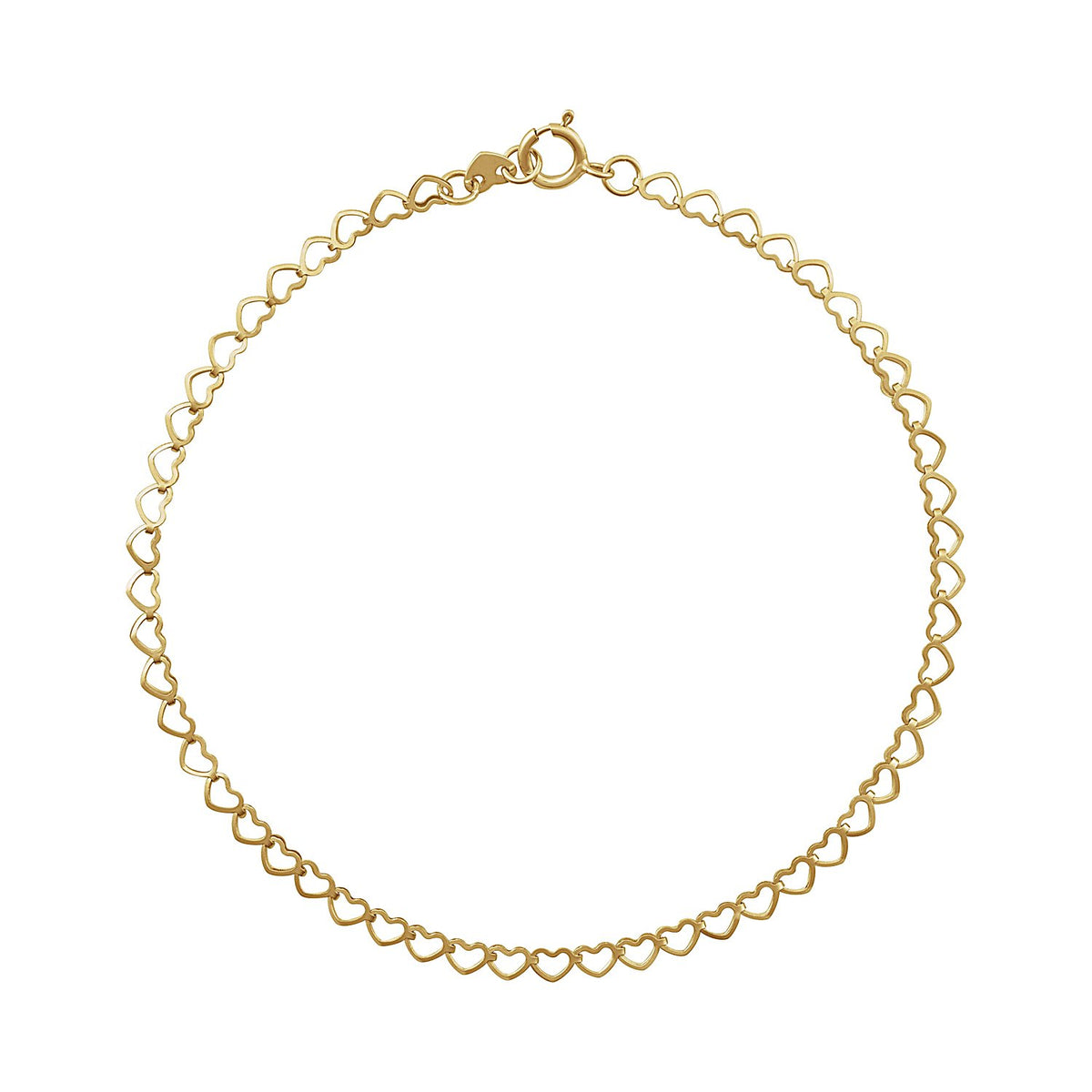 14K Gold Heart Link Anklet in 14K Yellow Gold view 2