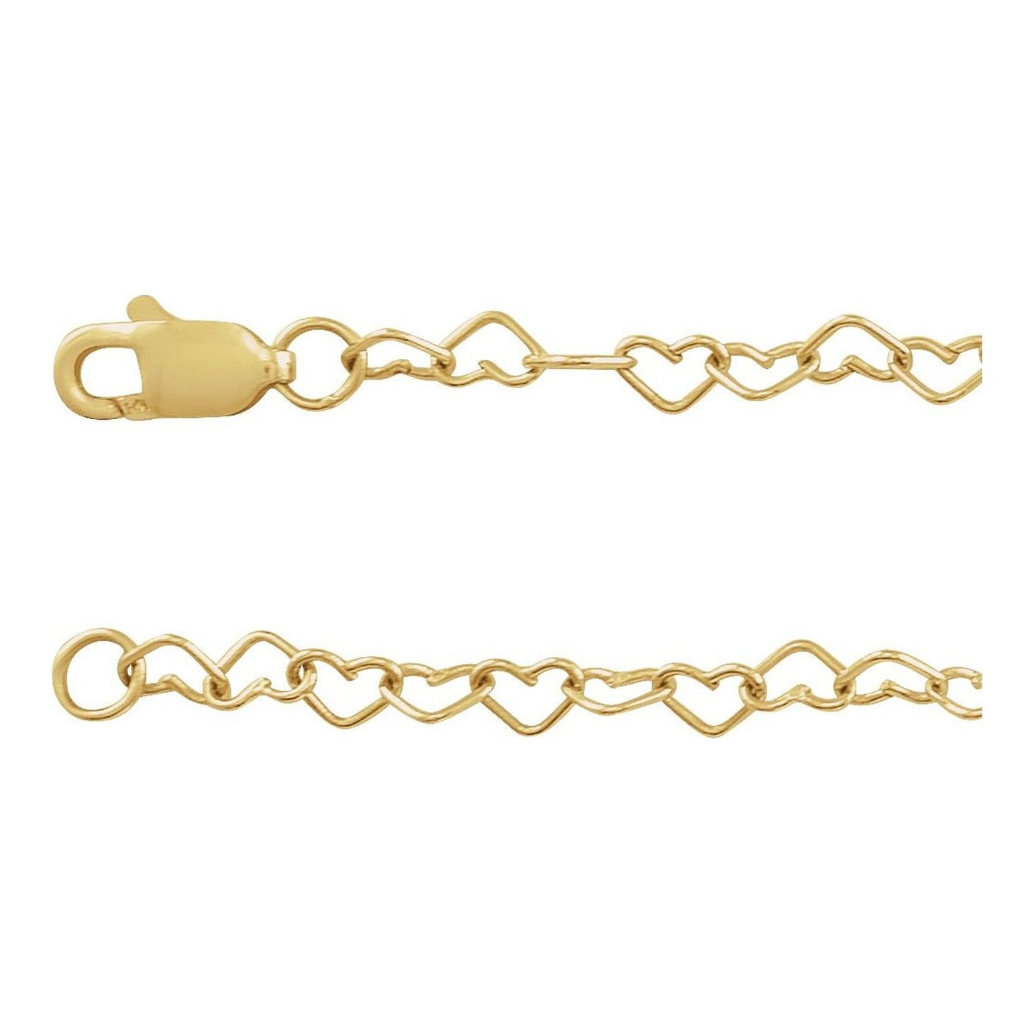 14k yellow gold heart link chain bracelet