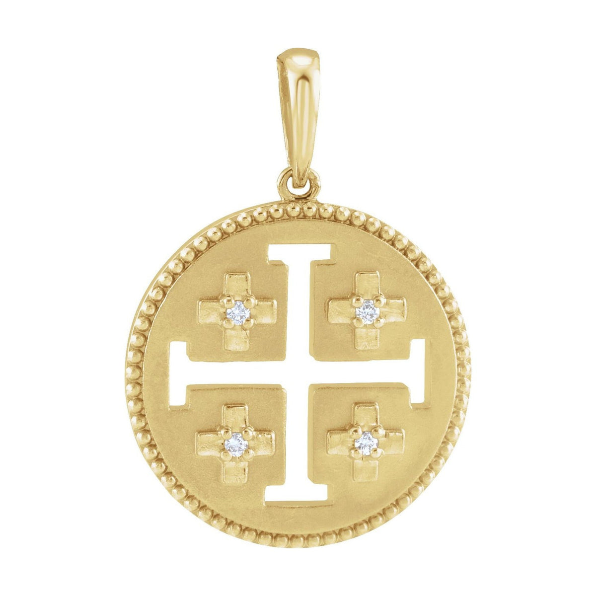 Jerusalem Cross Medallion Pendant in 14K Yellow Gold