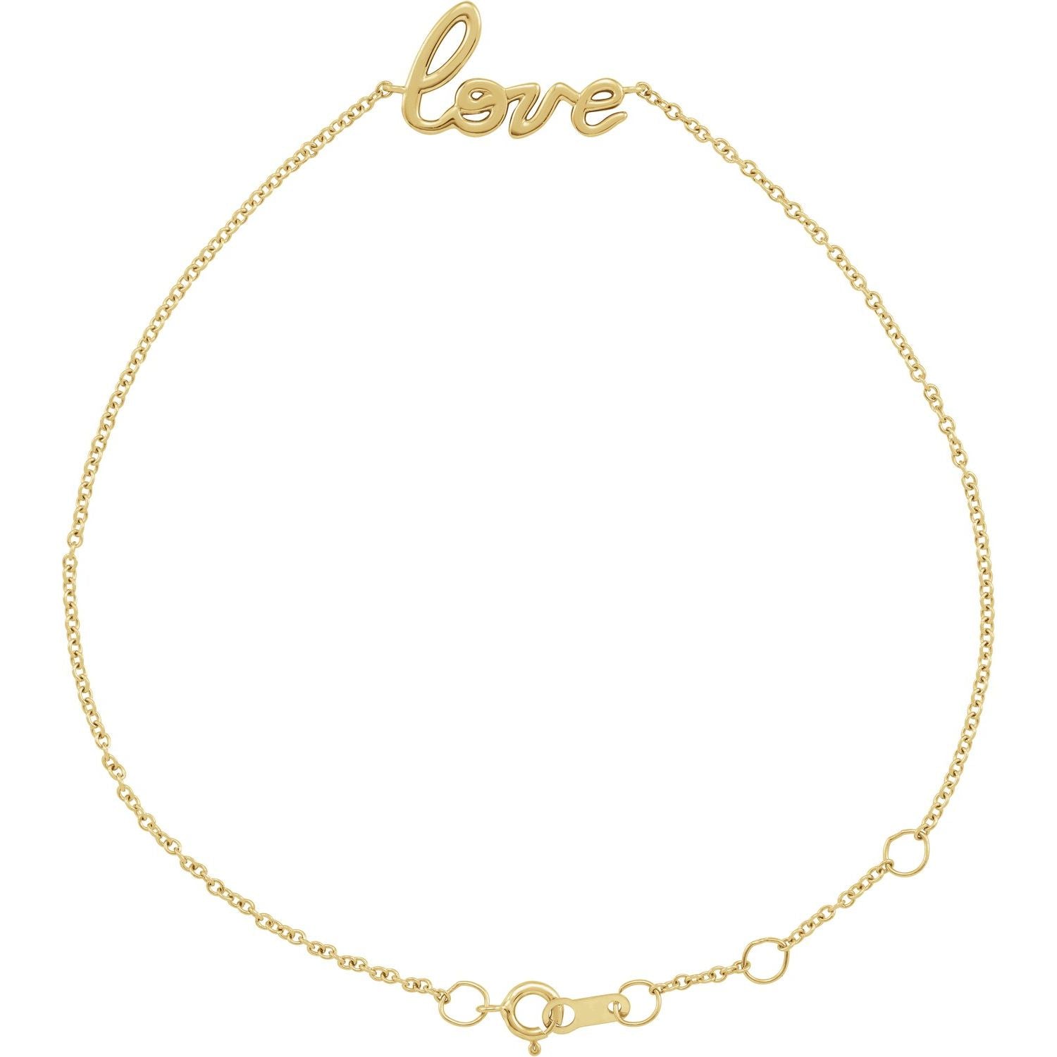 14k yellow gold love script gold bracelet