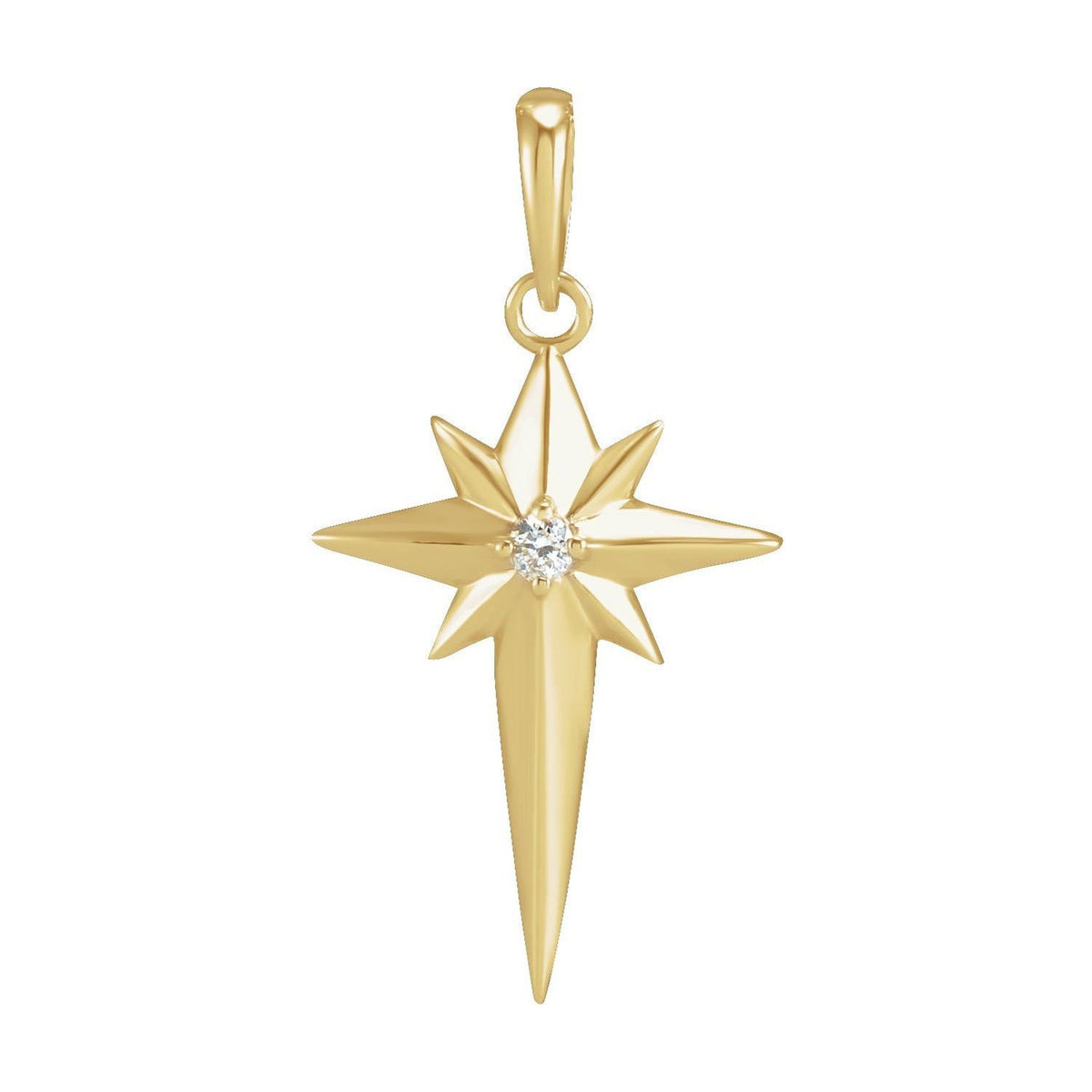 Northern Star Cross Pendant in 14K Yellow Gold
