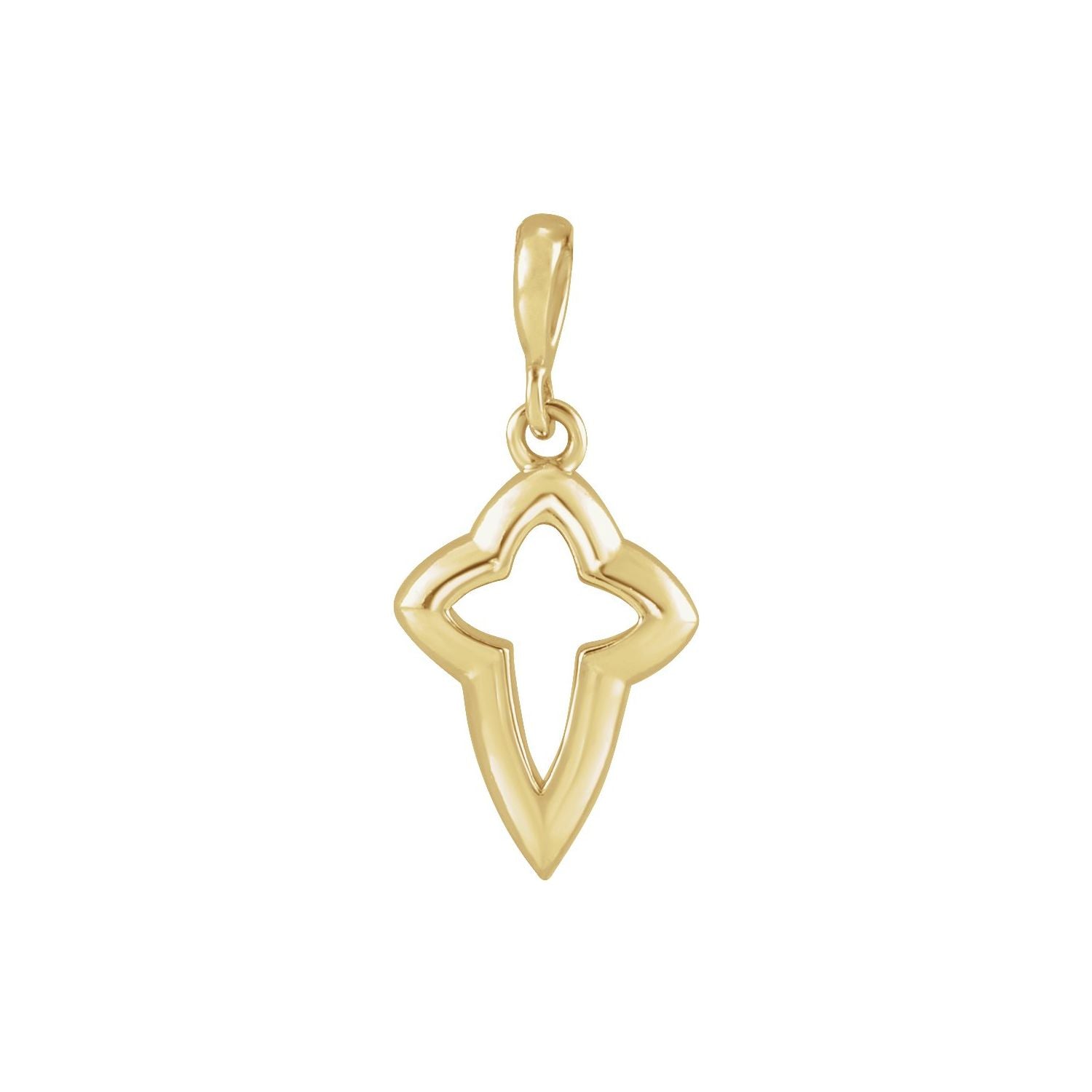 Petite Open Gold Cross Necklace pendant in 14K Yellow Gold, shown without its chain