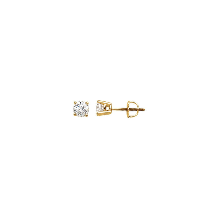 14K Yellow Gold 1/2 ct Round Diamond Solitaire Stud Earrings