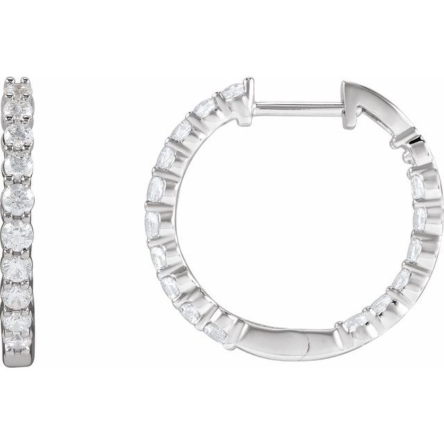 inside-out lab-grown diamond hoop earrings in 14k white gold