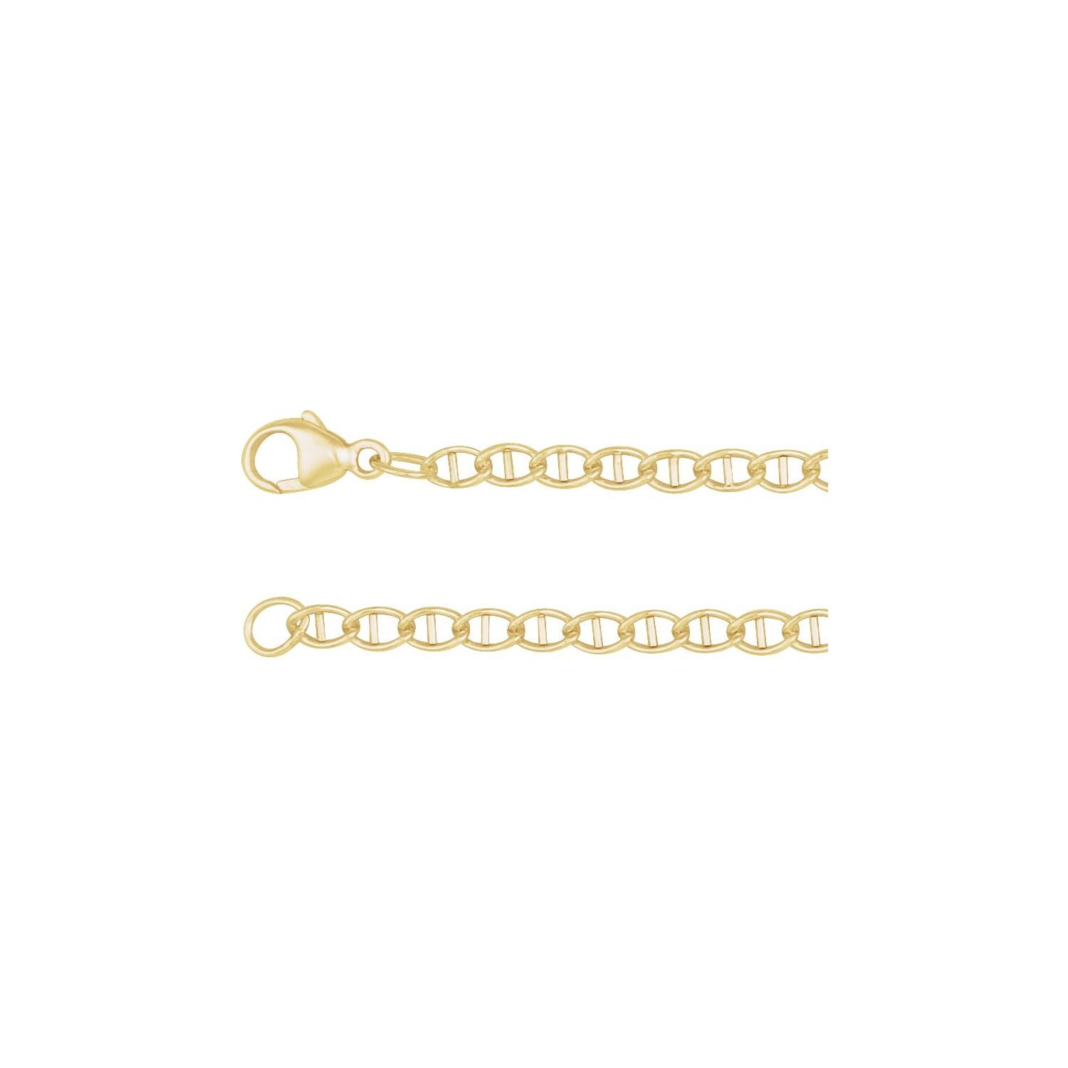 14K Yellow Gold 2.6 mm anchor chain necklace