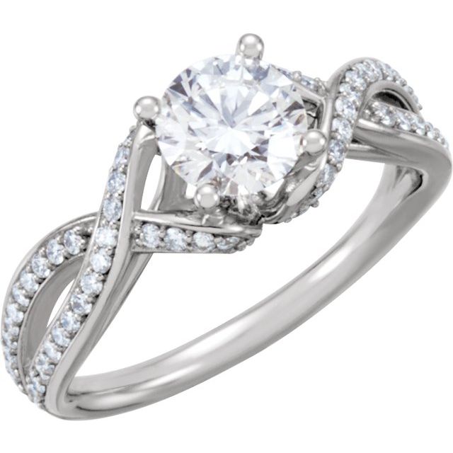 1.4 ct Round Lab-Grown Diamond Sculptural Accented Engagement Ring
