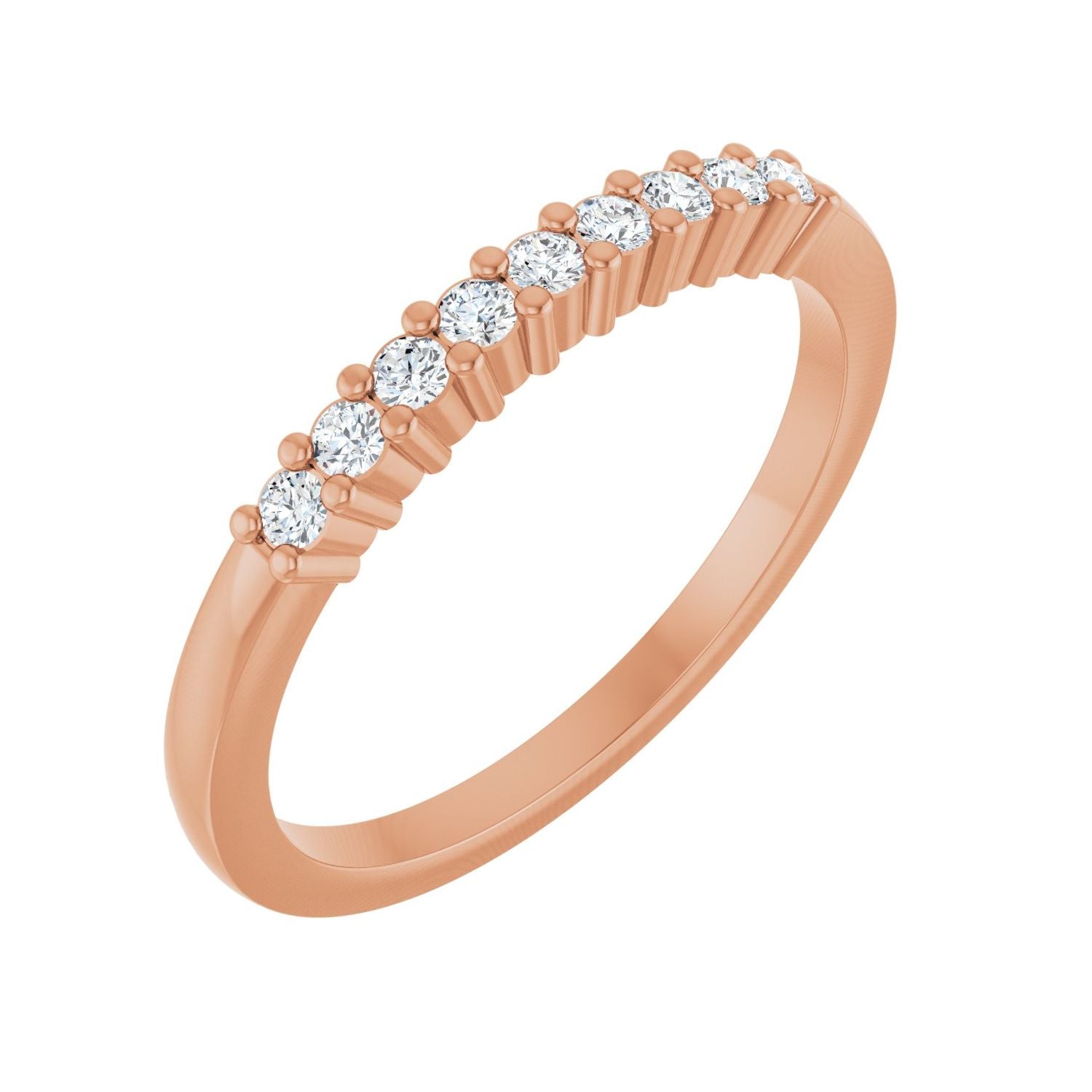 Rose Gold round diamond petite shared-prong diamond anniversary band
