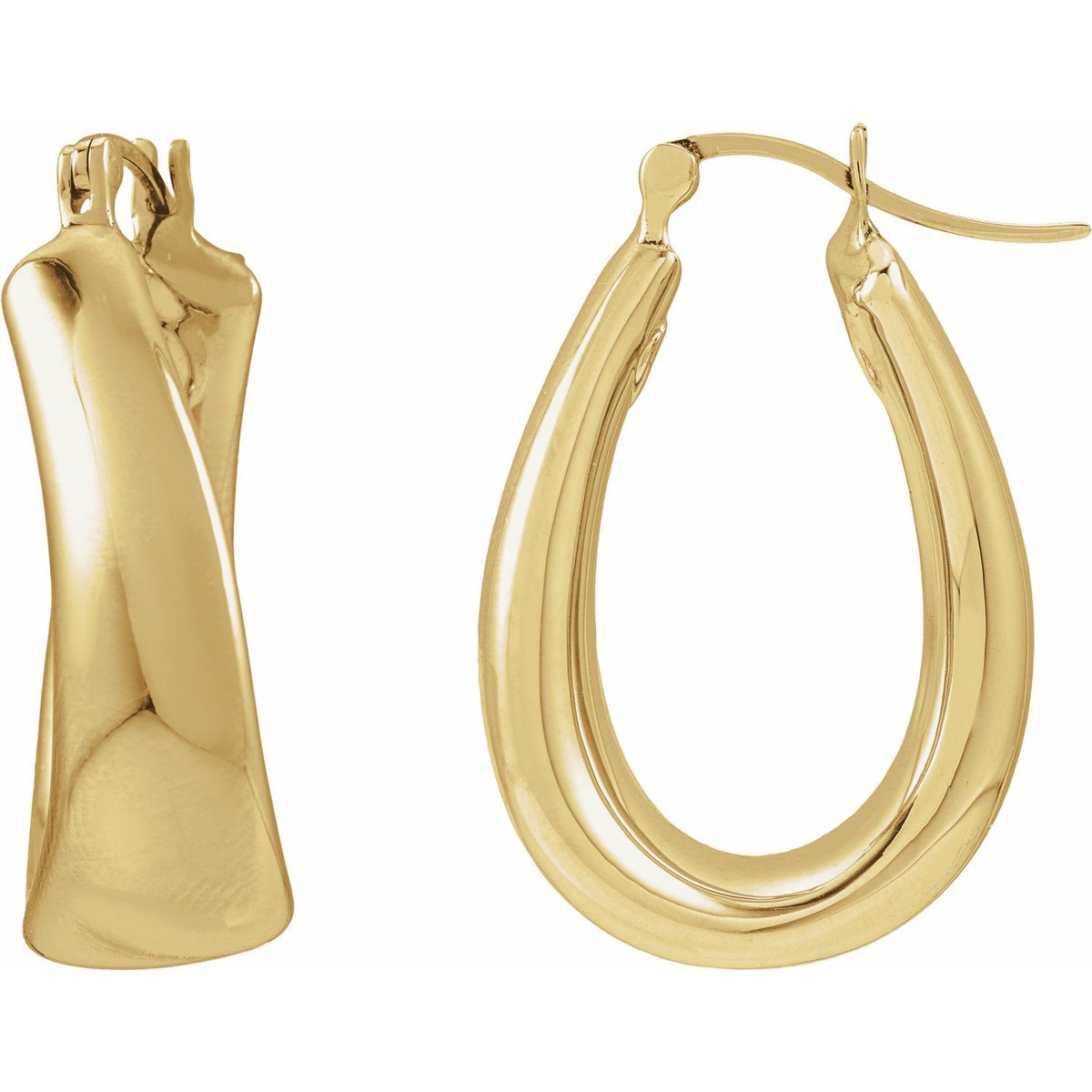 14K Gold Electroform Puffed Hoop Earrings (25 mm) in 14K Yellow Gold