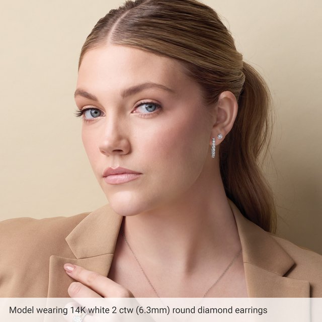 2 ct round lab-grown diamond stud earrings in 14k white gold