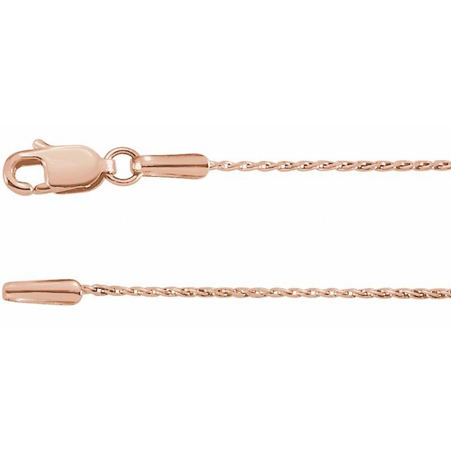 0.8mm wheat chain necklace in 14k rose gold, 16 inch