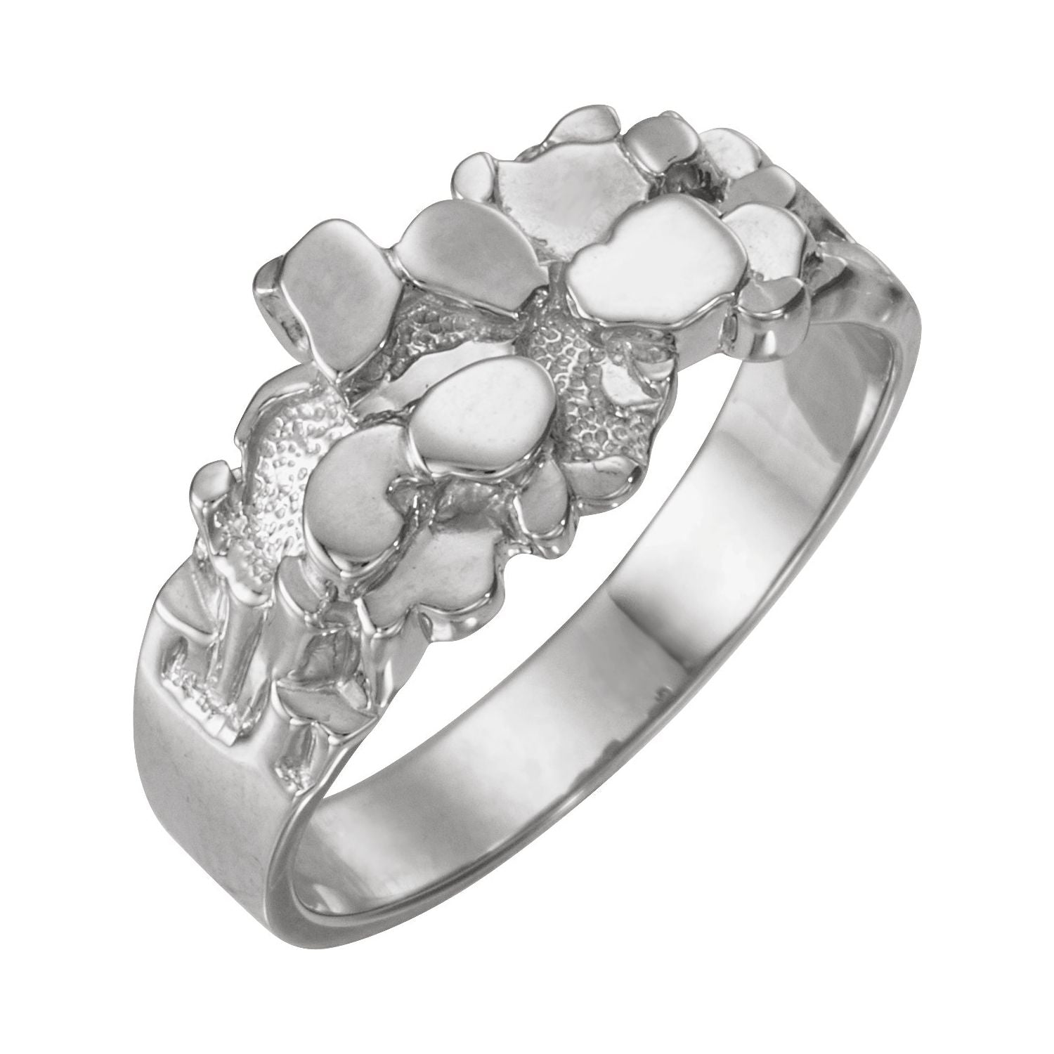 Men's Nugget Ring, 11 mm shown in 14K White Gold