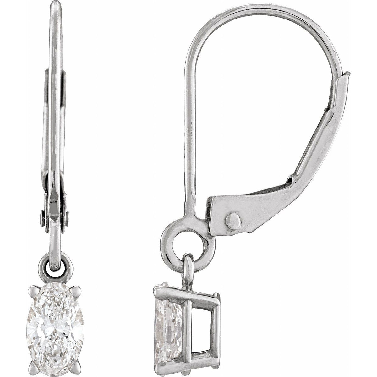 14K White Gold 1/2 ct tw Diamond Dangle Earrings diamond earrings