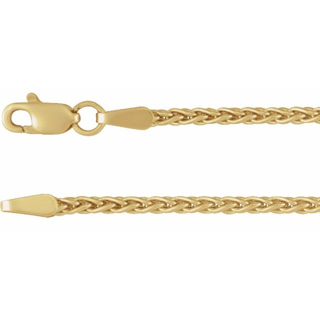 1.9mm wheat chain necklace in 18k yellow gold, 18 inch