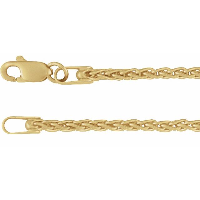 1.9mm wheat chain necklace in 18k yellow gold, 16 inch