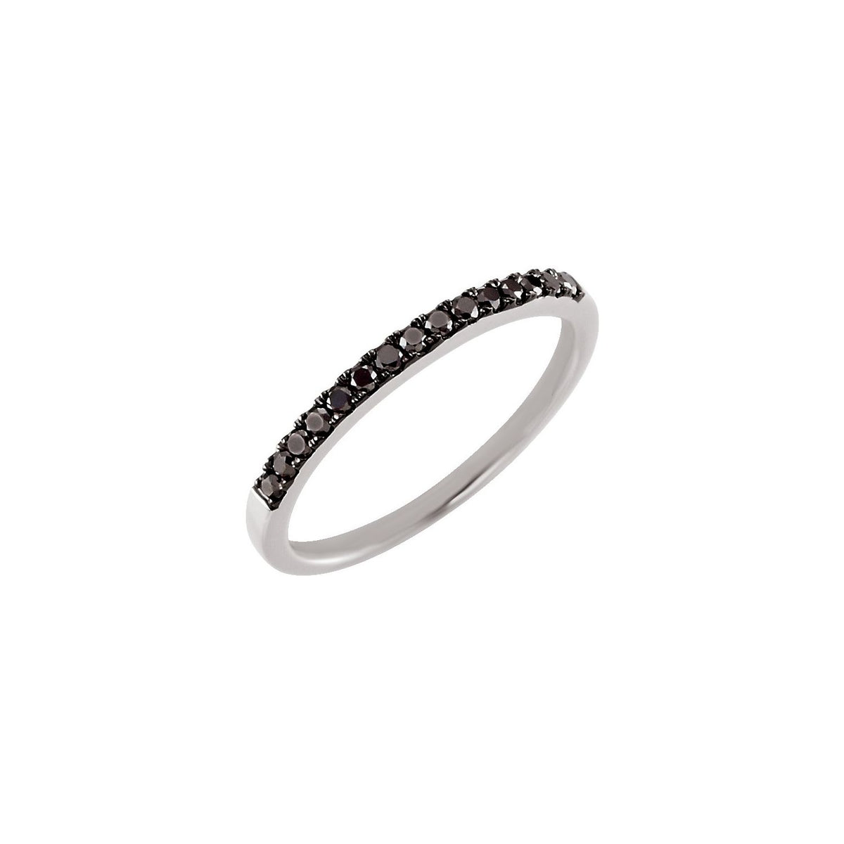 Black Diamond Stackable Band Ring in 14K White Gold with a natural black diamond - Stuller finished render