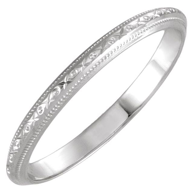 2mm milgrain geometric stacking ring in Platinum