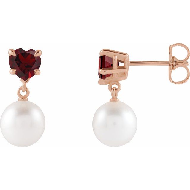 akoya pearl & citrine drop earrings in 14k rose gold