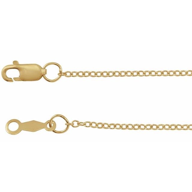1.3mm cable chain necklace in 18k yellow gold, 16"