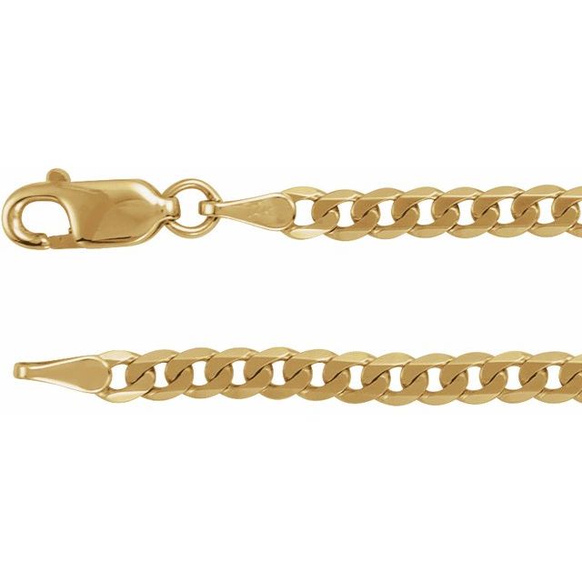 3mm curb chain necklace in 14k yellow gold, 16 inch