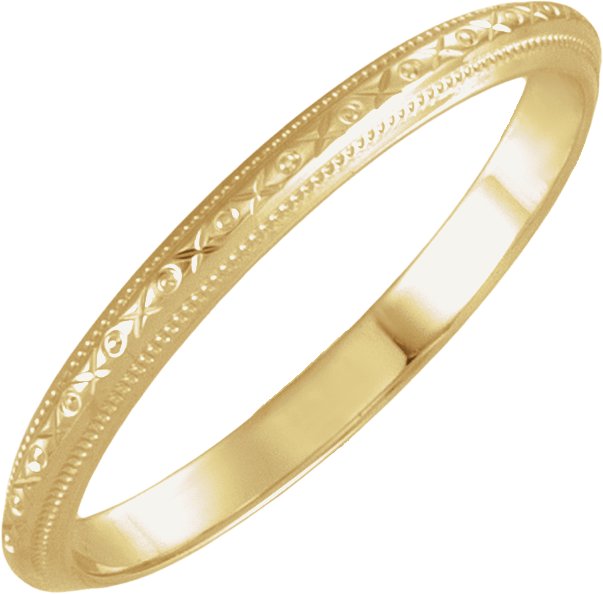 2mm milgrain wedding band in 14K Yellow Gold