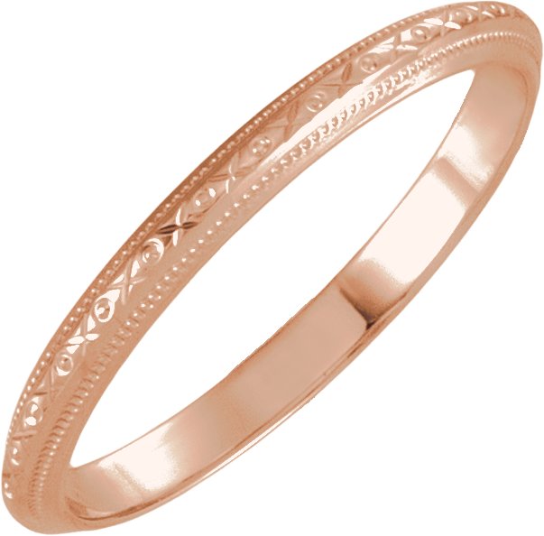 2mm milgrain wedding band in 14K Rose Gold