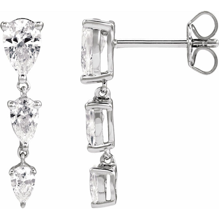 14K Gold Lab-Grown Diamond Drop Earrings (1 1/4 ctw) in 14K White Gold