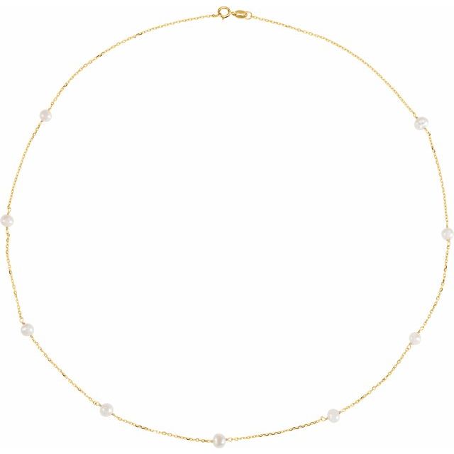 freshwater pearl 9-station necklace in 14k yellow gold
