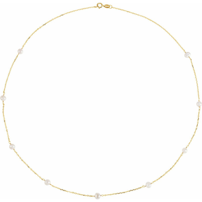 Freshwater Pearl 9-Station Necklace in 14K Yellow Gold