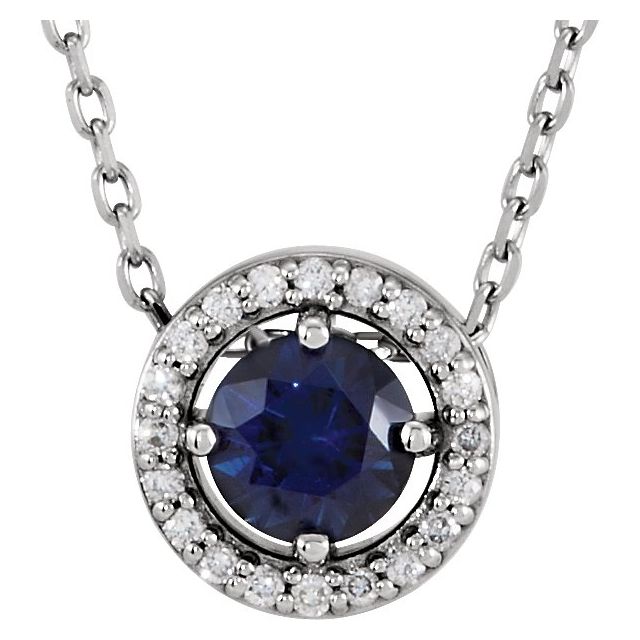 september sapphire oval gold necklace in 14k white gold