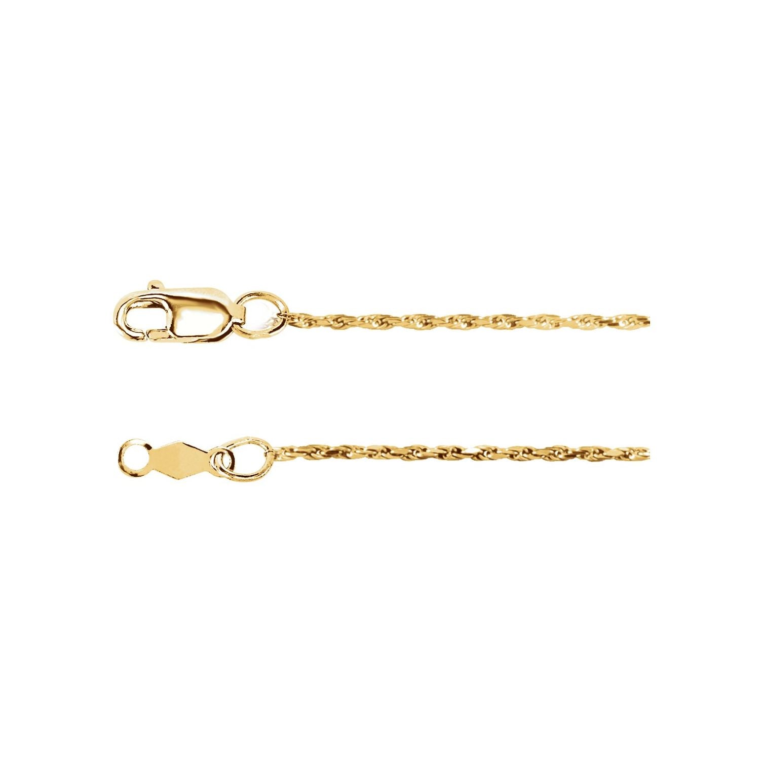 1mm Diamond-Cut Rope Chain Necklace | Diamond & Sapphire