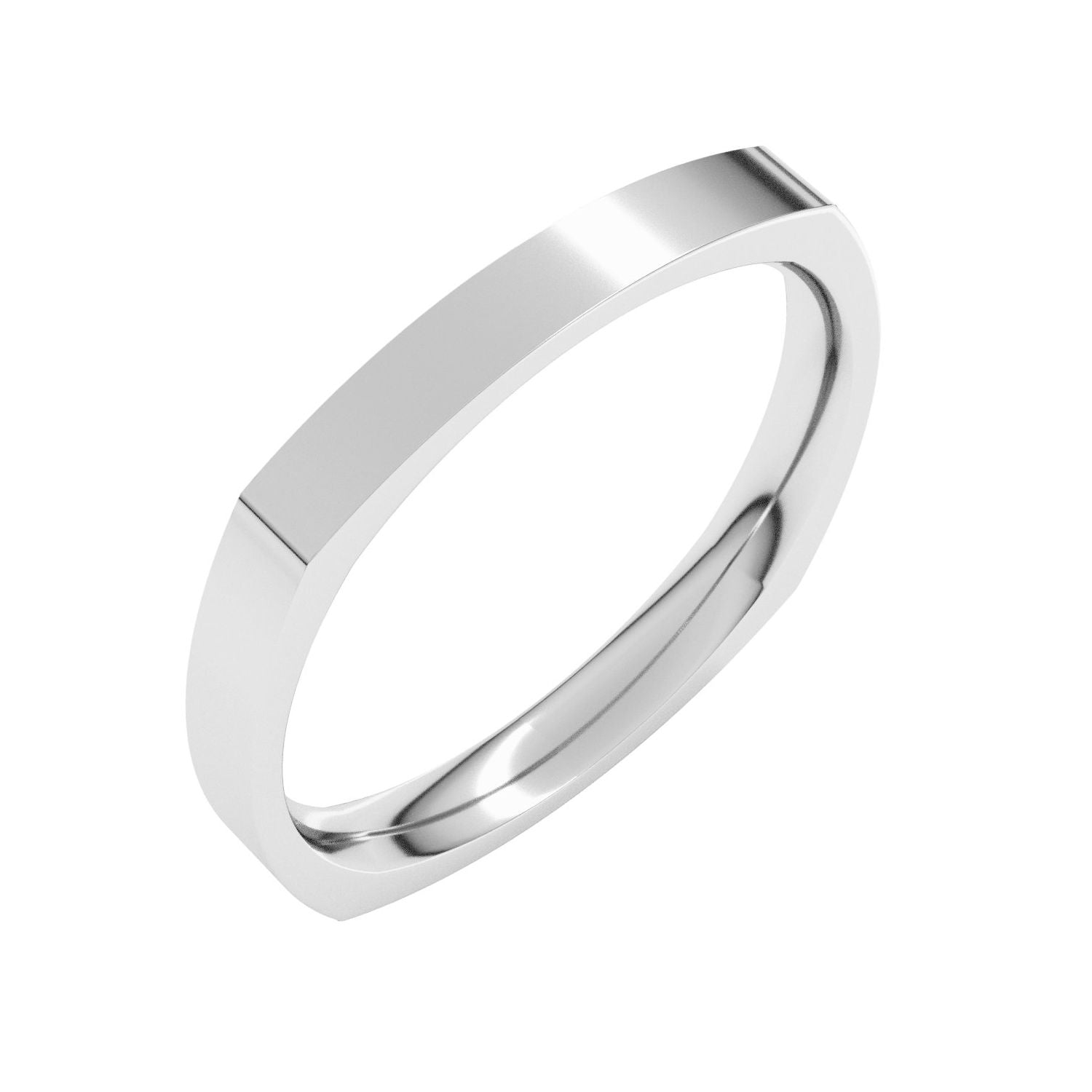 2.5mm Comfort-Fit Square Stacking Band in White Gold