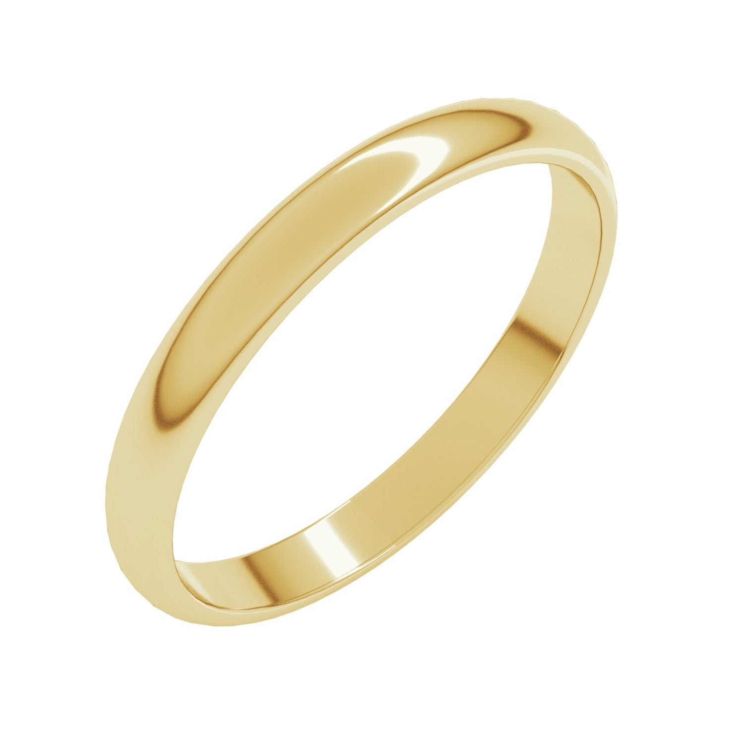 2.5mm Lightweight Half-Round Stacking Band in Yellow Gold