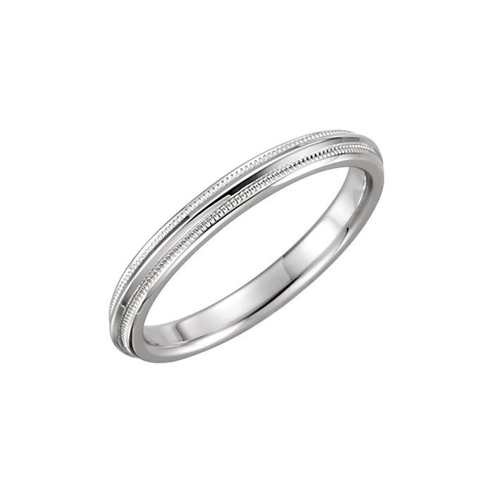 2.5mm Milgrain Knife-Edge Stacking Band in White Gold