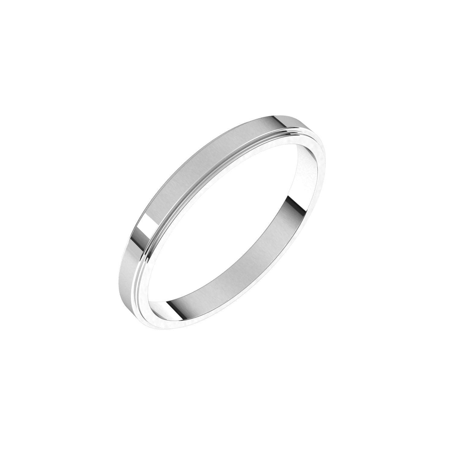2.5mm Stepped-Edge Flat Stacking Band in White Gold